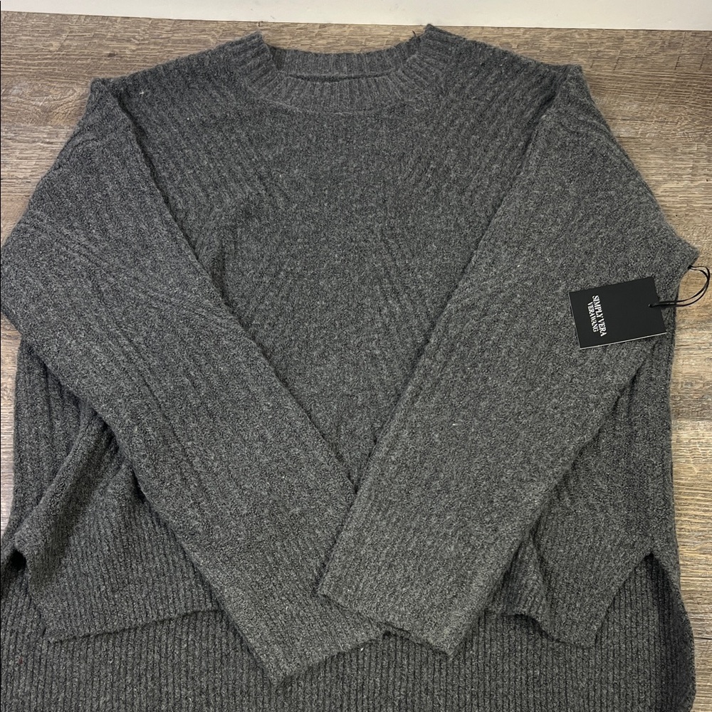 🩶 Simply Vera Vera Wang Ribbed Knit Sweater – Size L (NWT)
